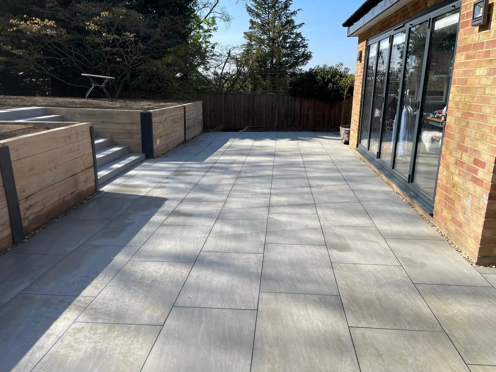 Porcelain Paving, Sleeper Walls with RSJs