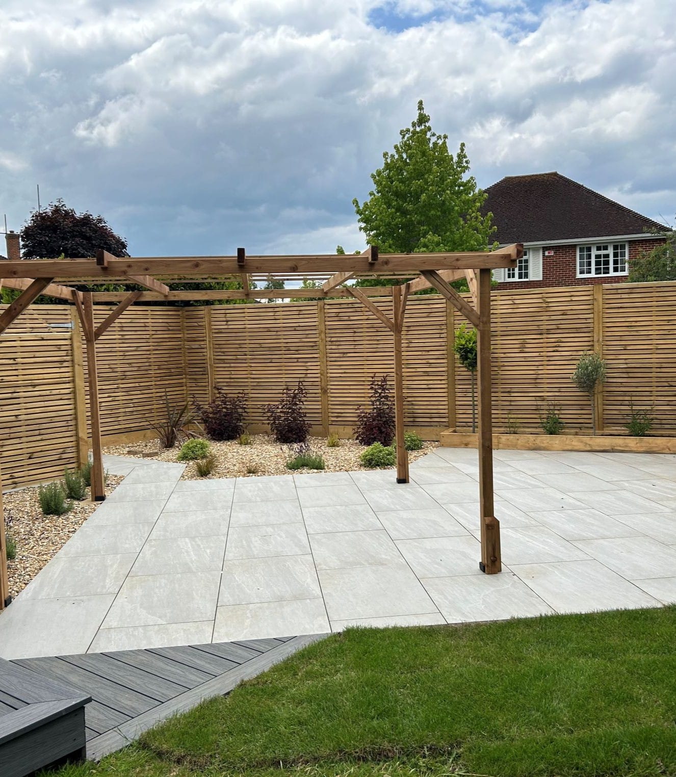 Set on an Angle for interest with slatted fencing