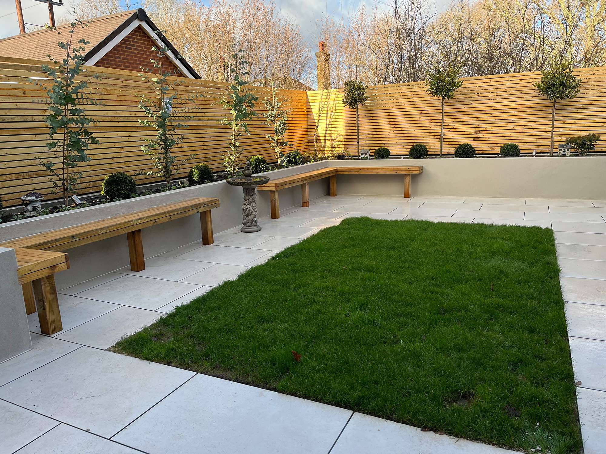 Porcelain Paving and a Batten Fence